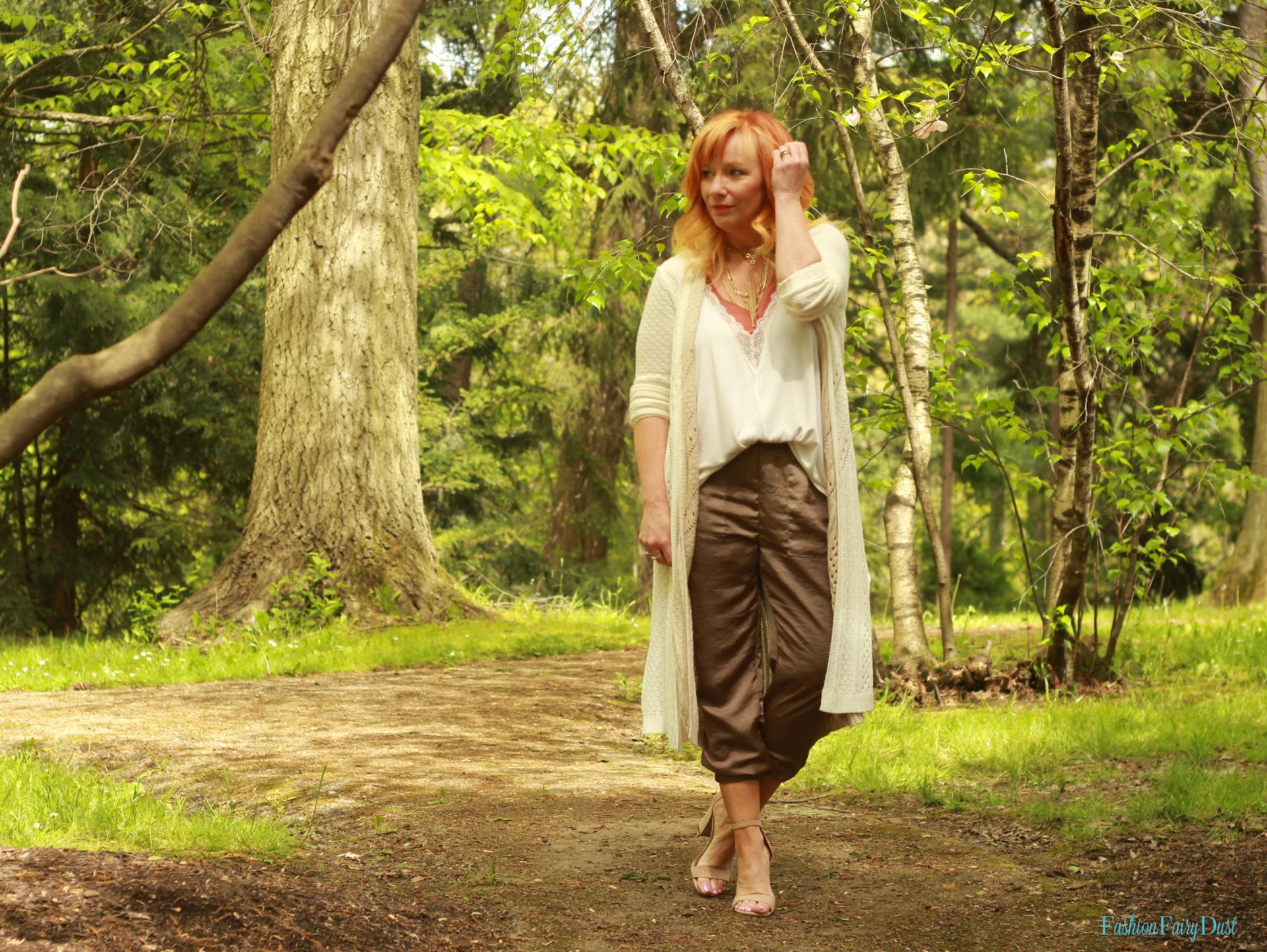 Silk joggers, cami and duster.