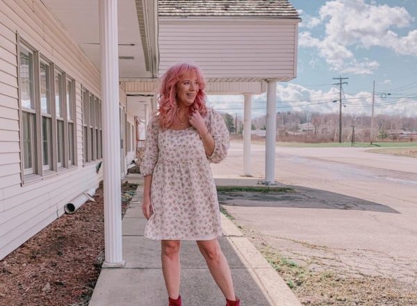 floral chiffon babydoll dress_pink booties