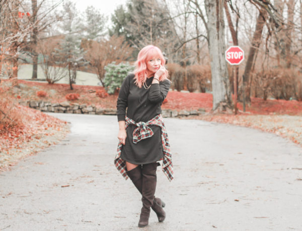 hoodie dress_flannel shirt